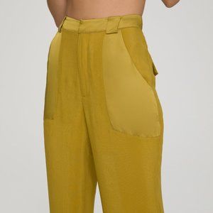 Good American Sheer Trousers Golden Olive NWT